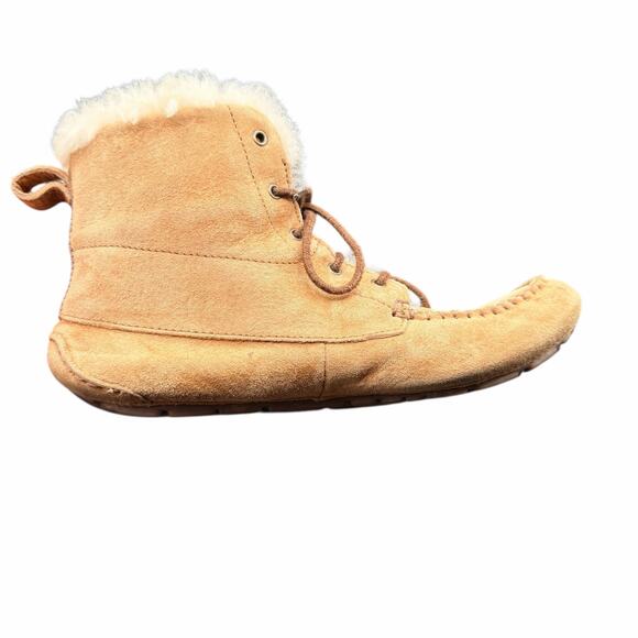 UGG Chickaree Suede Shearling Moccasin Boots Chestnut Women’s Size 8 - Picture 10 of 15
